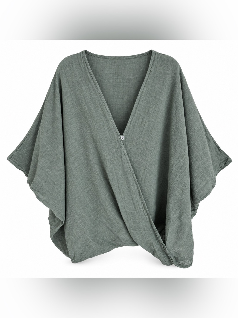 Made in Italy 100% Linen Oversized Cocoon Top Sage Green One Size NWT